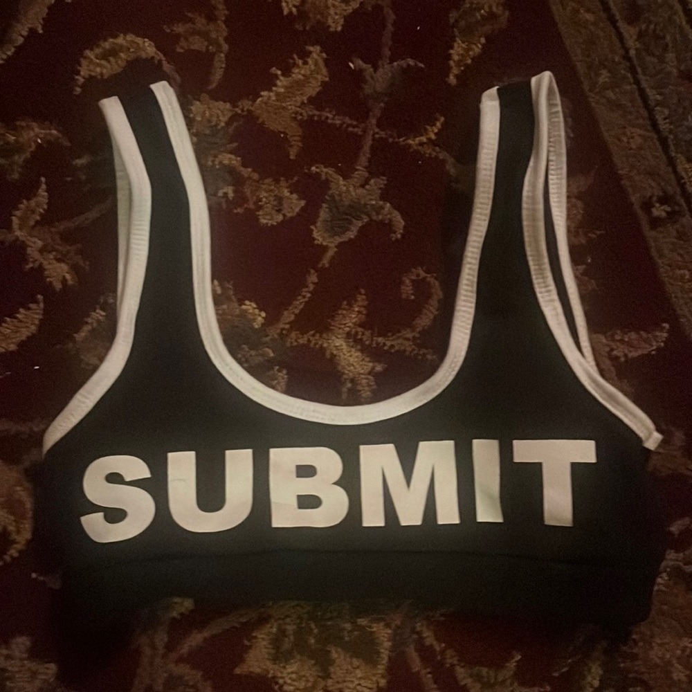 Submit sports bra black white Divine Comedy kink bdsm S